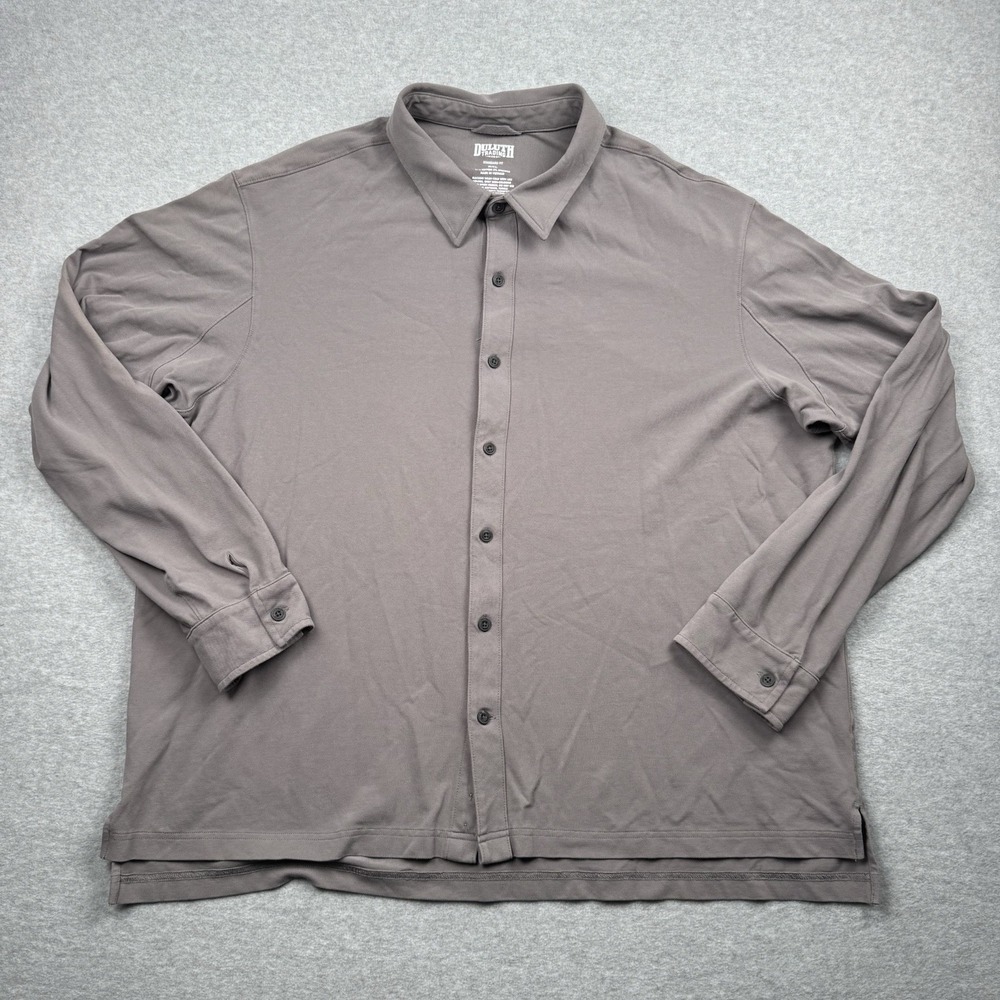 Duluth Trading Co Shirt Mens XXL Gray Long Sleeve Button Down Polo Stretch Goals